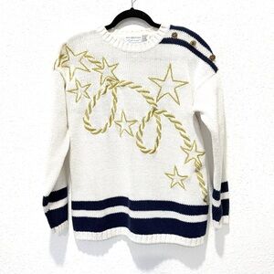 Elegant Star‎ Sweater - White and Navy S